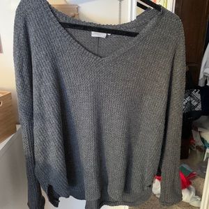 waffle knit urban outfitters grey sweater